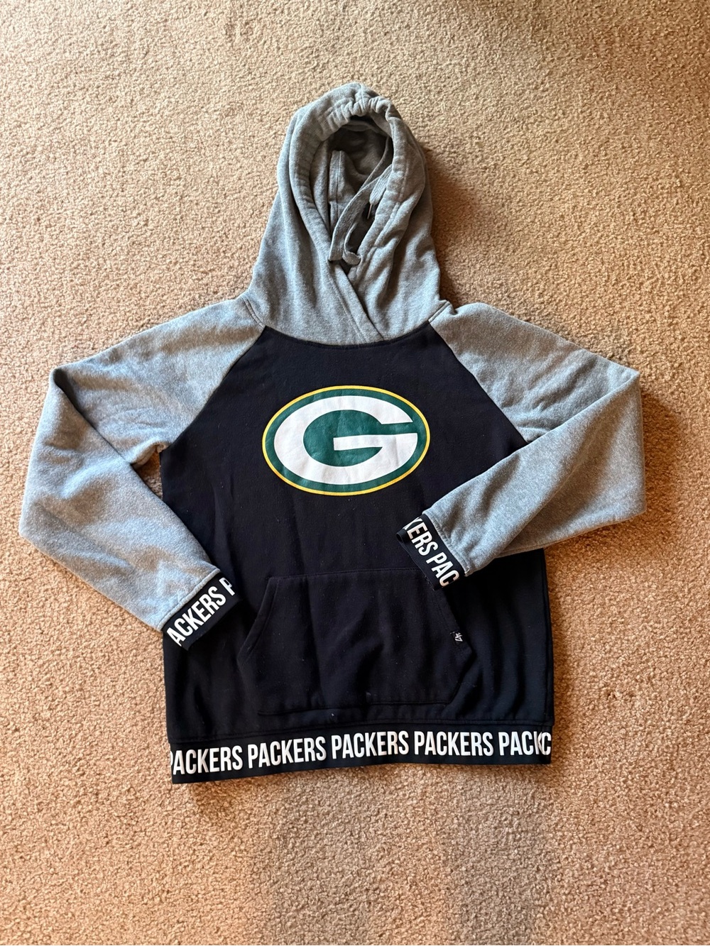 Green Bay Packers Black & Gray Hooded Sweatshirt - Small